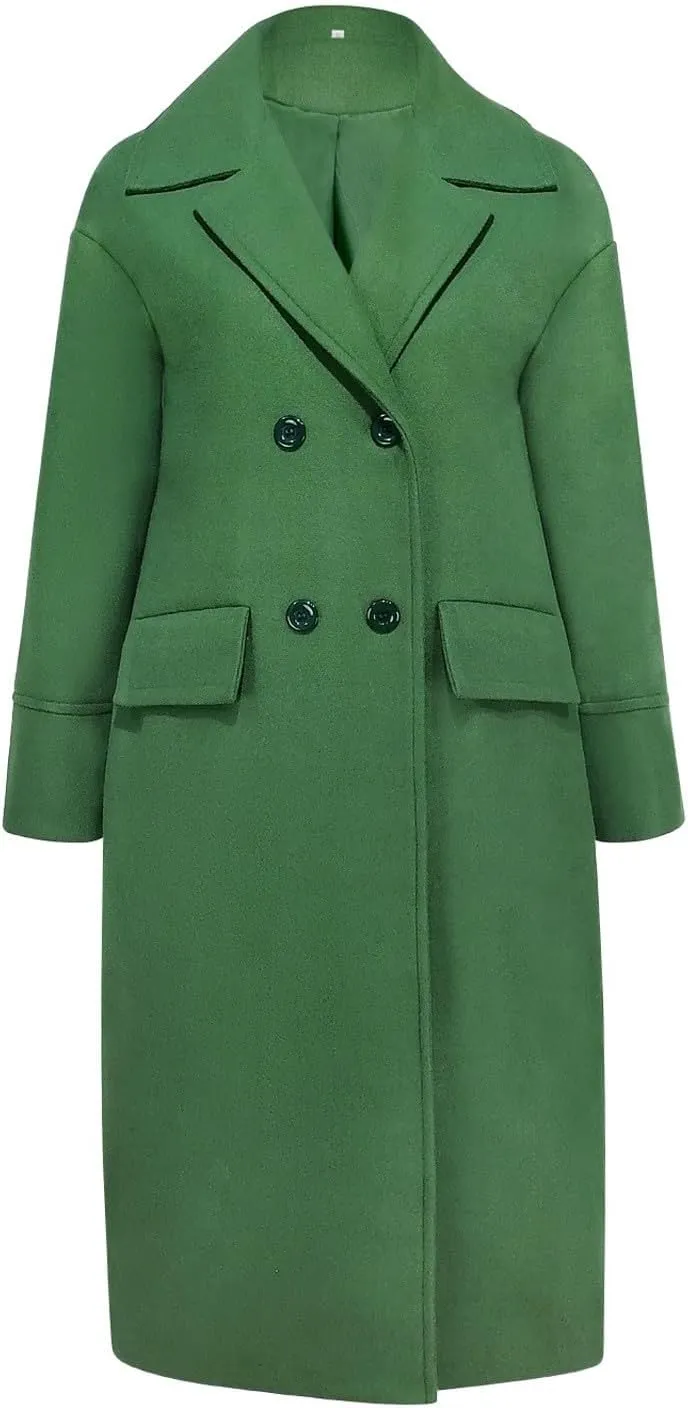 Women Oversized Long Winter Coats Warm Wool Blend Pea Trench Coat Overcoat Womens Fall Fashion 2024