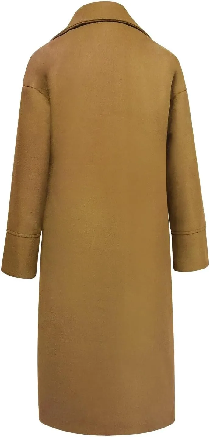 Women Oversized Long Winter Coats Warm Wool Blend Pea Trench Coat Overcoat Womens Fall Fashion 2024