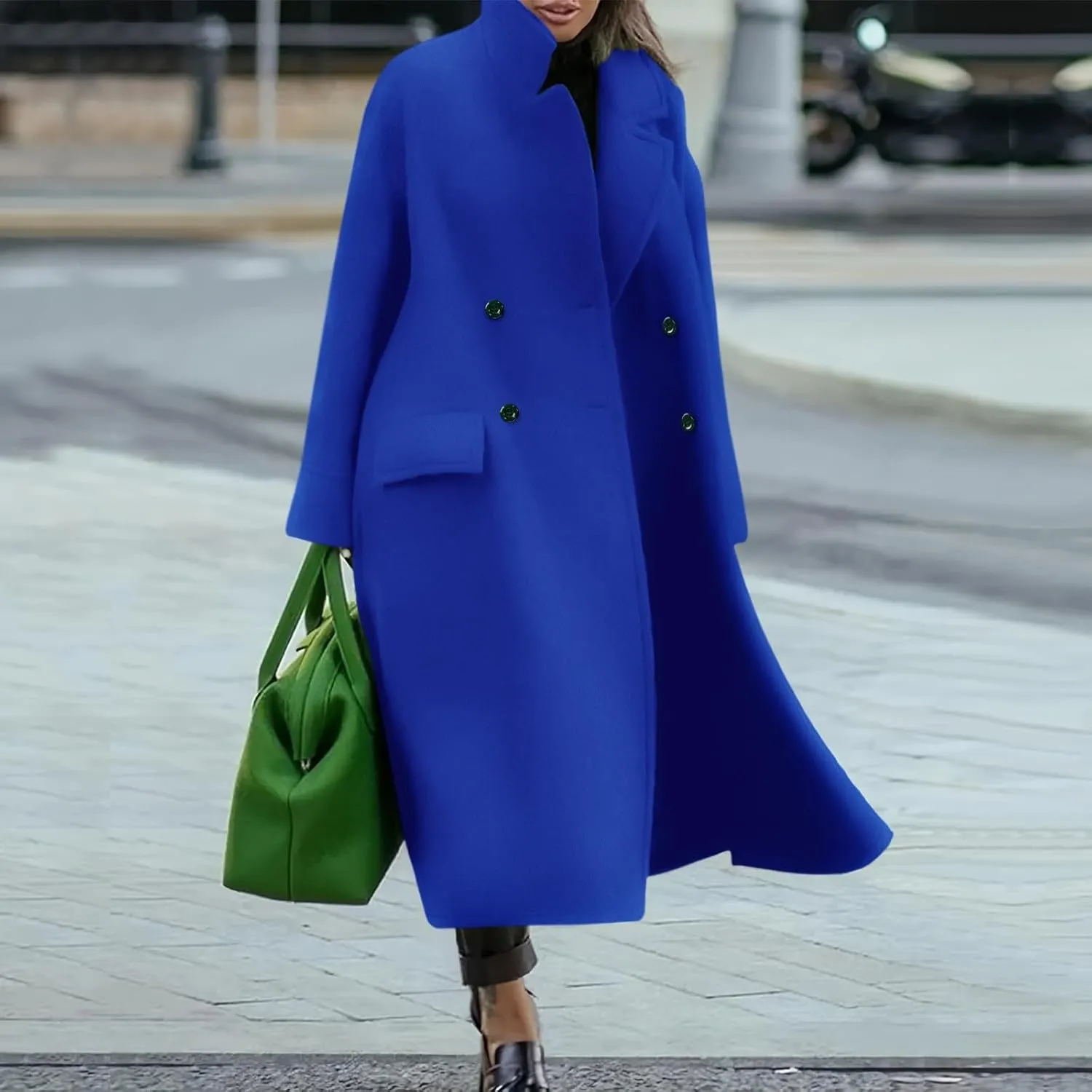 Women Oversized Long Winter Coats Warm Wool Blend Pea Trench Coat Overcoat Womens Fall Fashion 2024