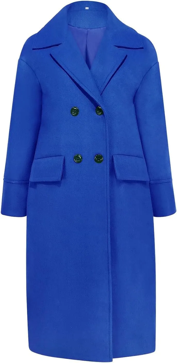 Women Oversized Long Winter Coats Warm Wool Blend Pea Trench Coat Overcoat Womens Fall Fashion 2024