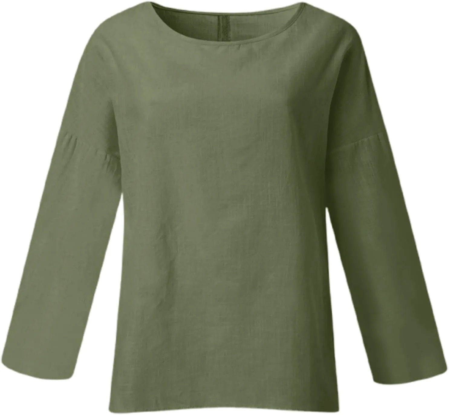 Women Short Sleeve Cotton Linen Shirts Casual Crew Neck Henley T Shirt Bohemian Boho Loose Summer Tee Tops