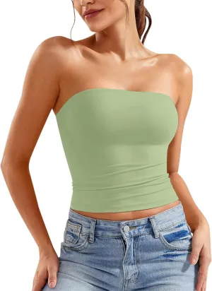 Women Tube Top Summer 2025 Bandeau Tank Sleeveless Strapless Backless Blouse Going Out Tunic Shirts