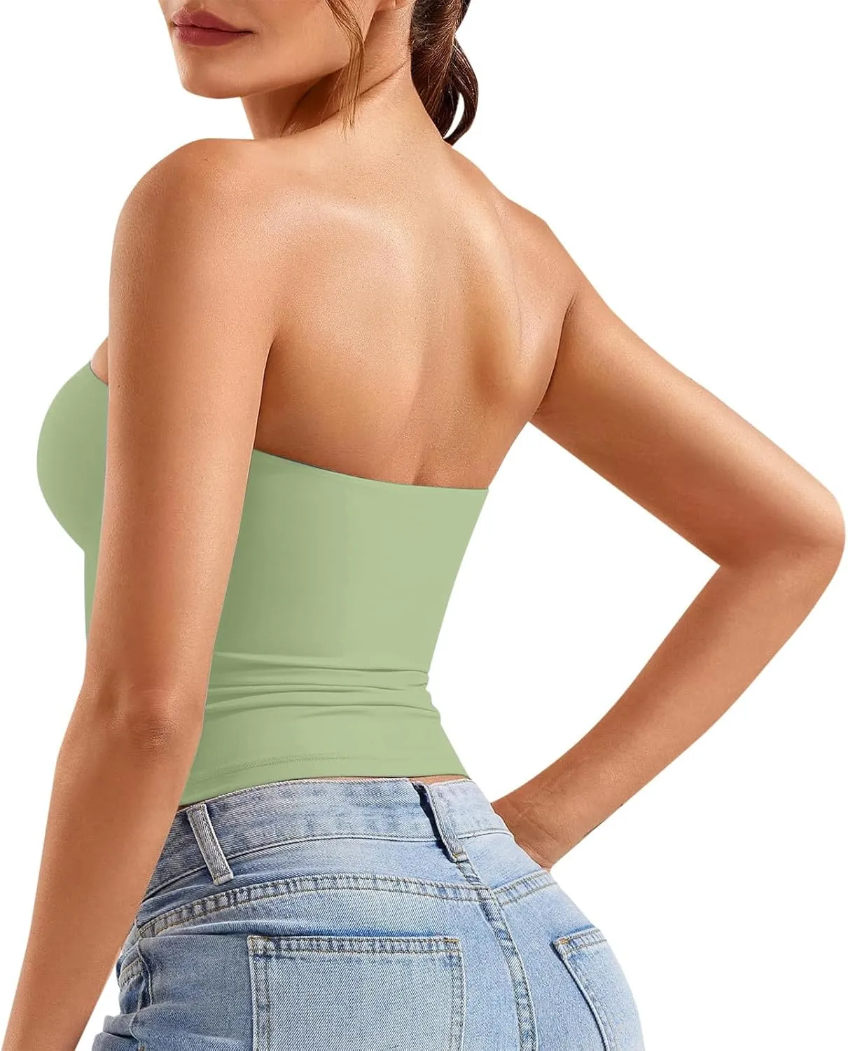 Women Tube Top Summer 2025 Bandeau Tank Sleeveless Strapless Backless Blouse Going Out Tunic Shirts
