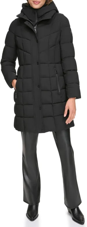Womens Bib-front Long Puffer