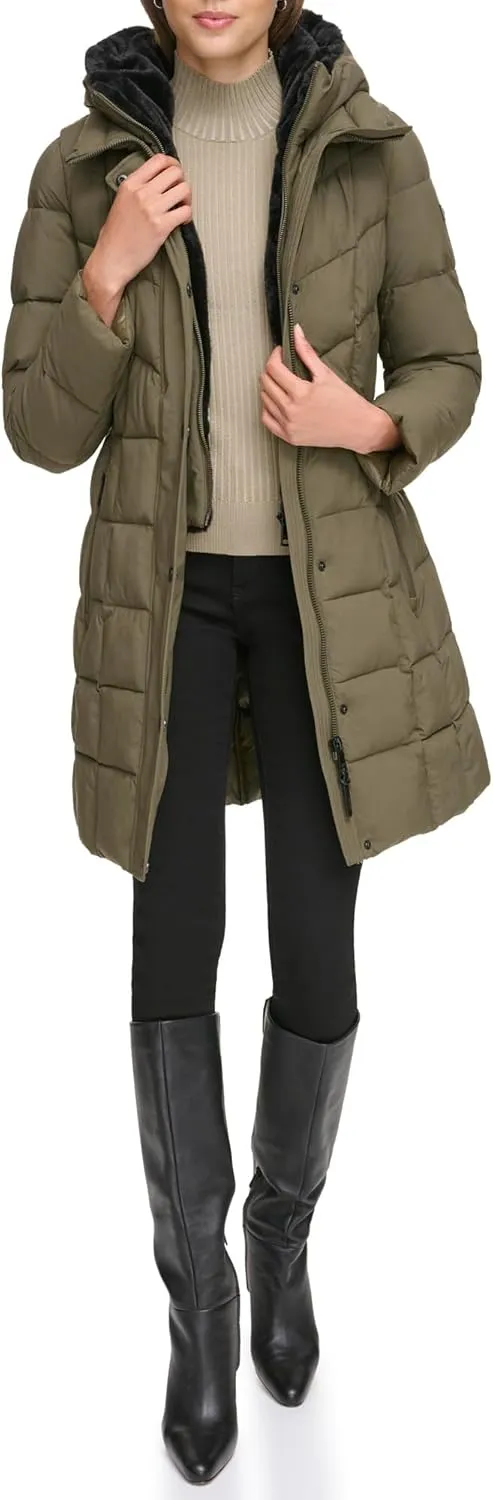 Womens Bib-front Long Puffer