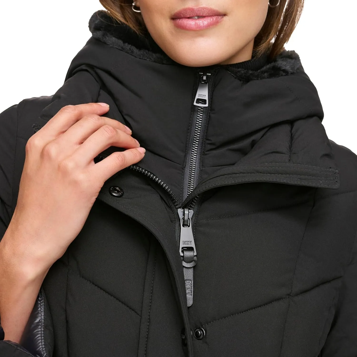 Womens Bib-front Long Puffer
