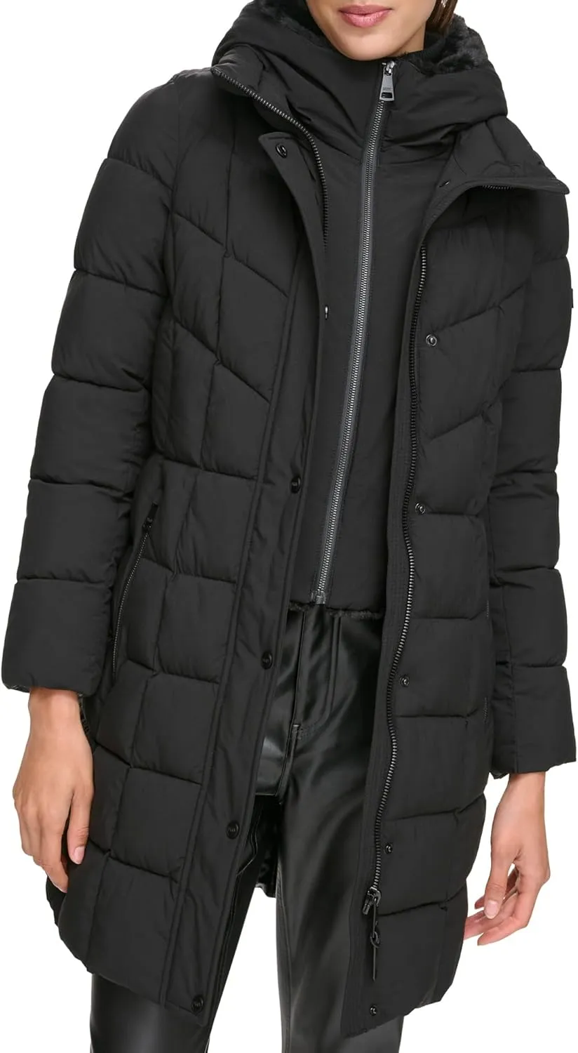 Womens Bib-front Long Puffer