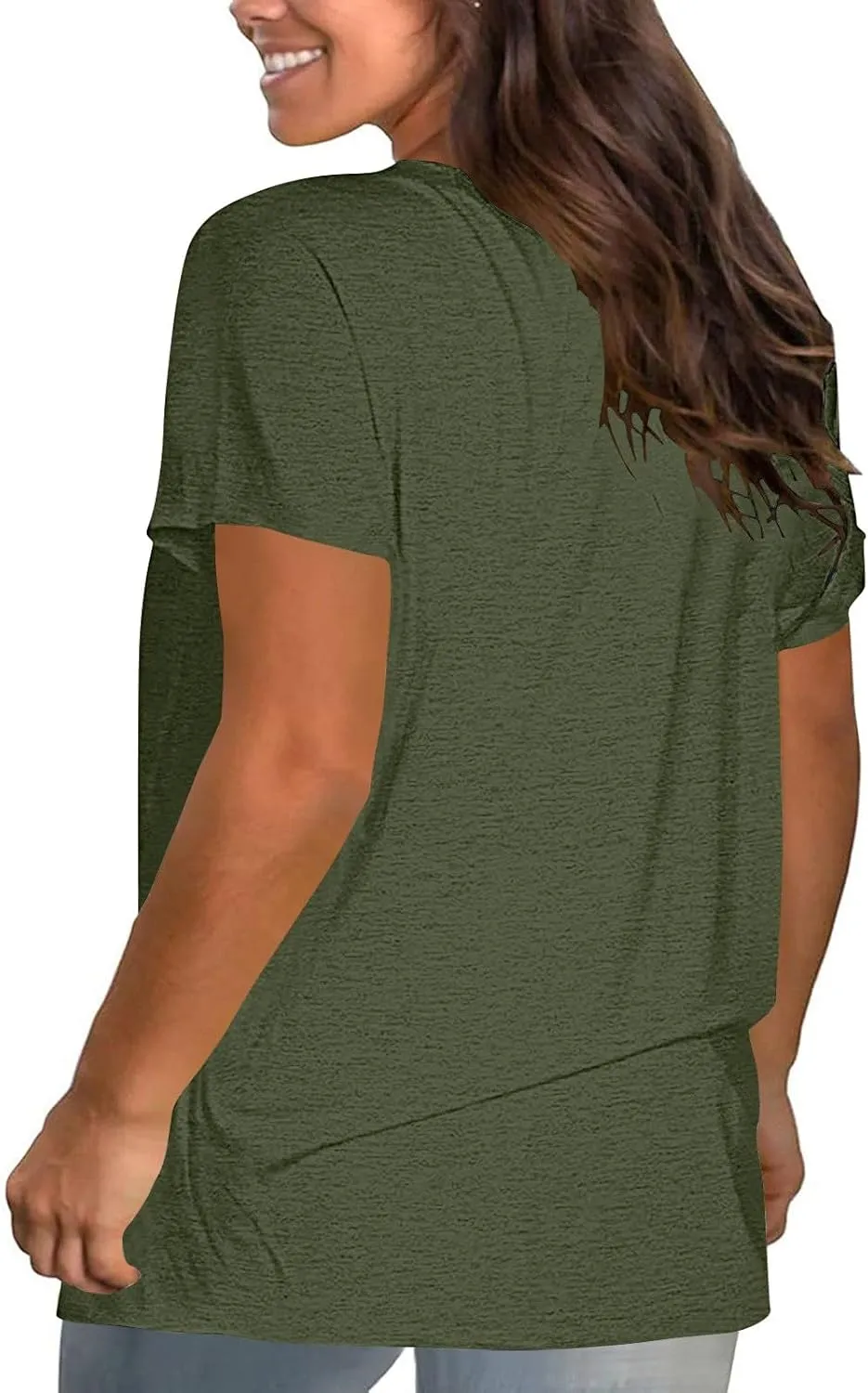 Women'S Casual Solid Color Cotton Tops Round Neck Short Sleeve Tops Shirts Loose Shirts T Shirts Casual Loose Basic Tops