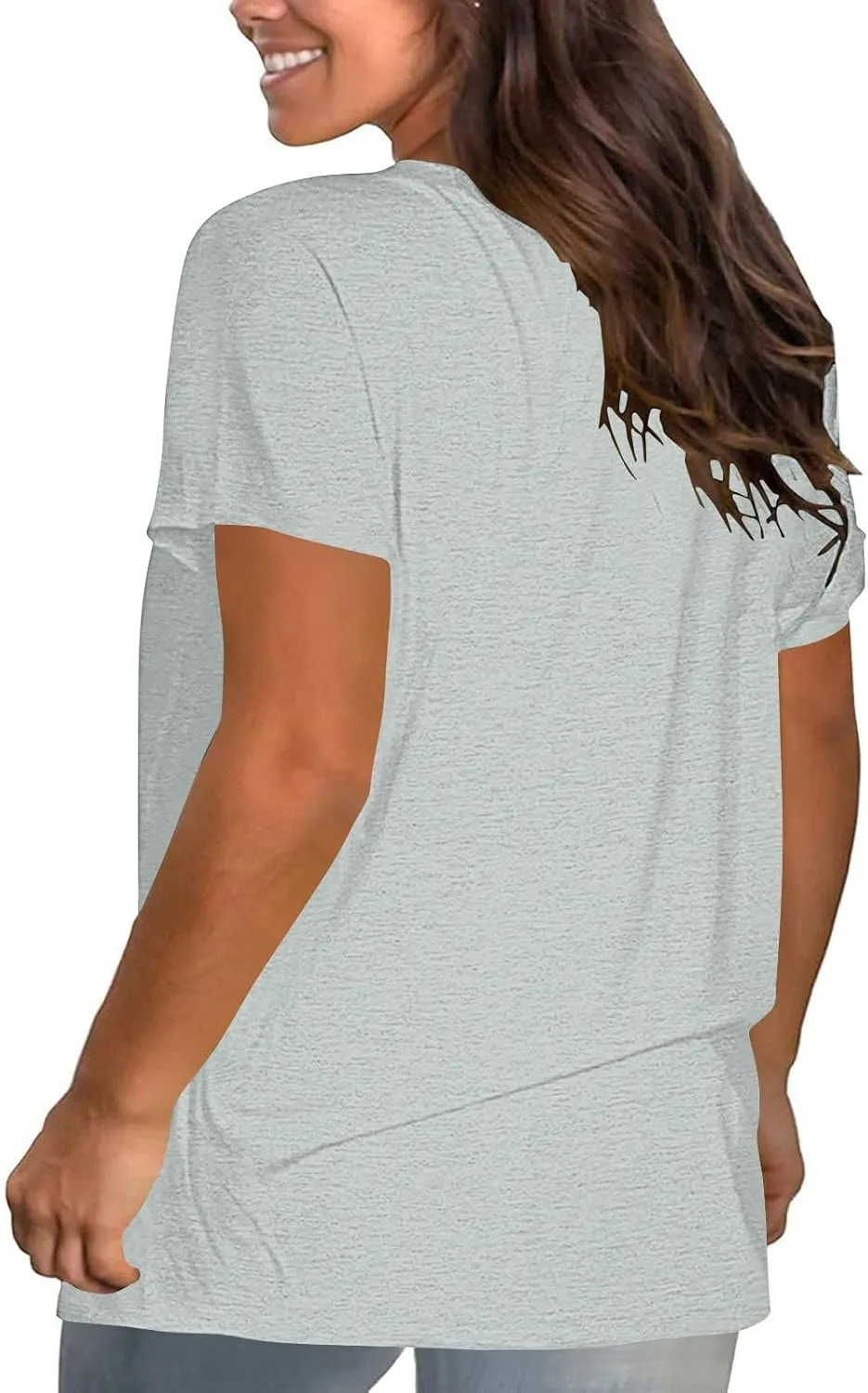 Women'S Casual Solid Color Cotton Tops Round Neck Short Sleeve Tops Shirts Loose Shirts T Shirts Casual Loose Basic Tops