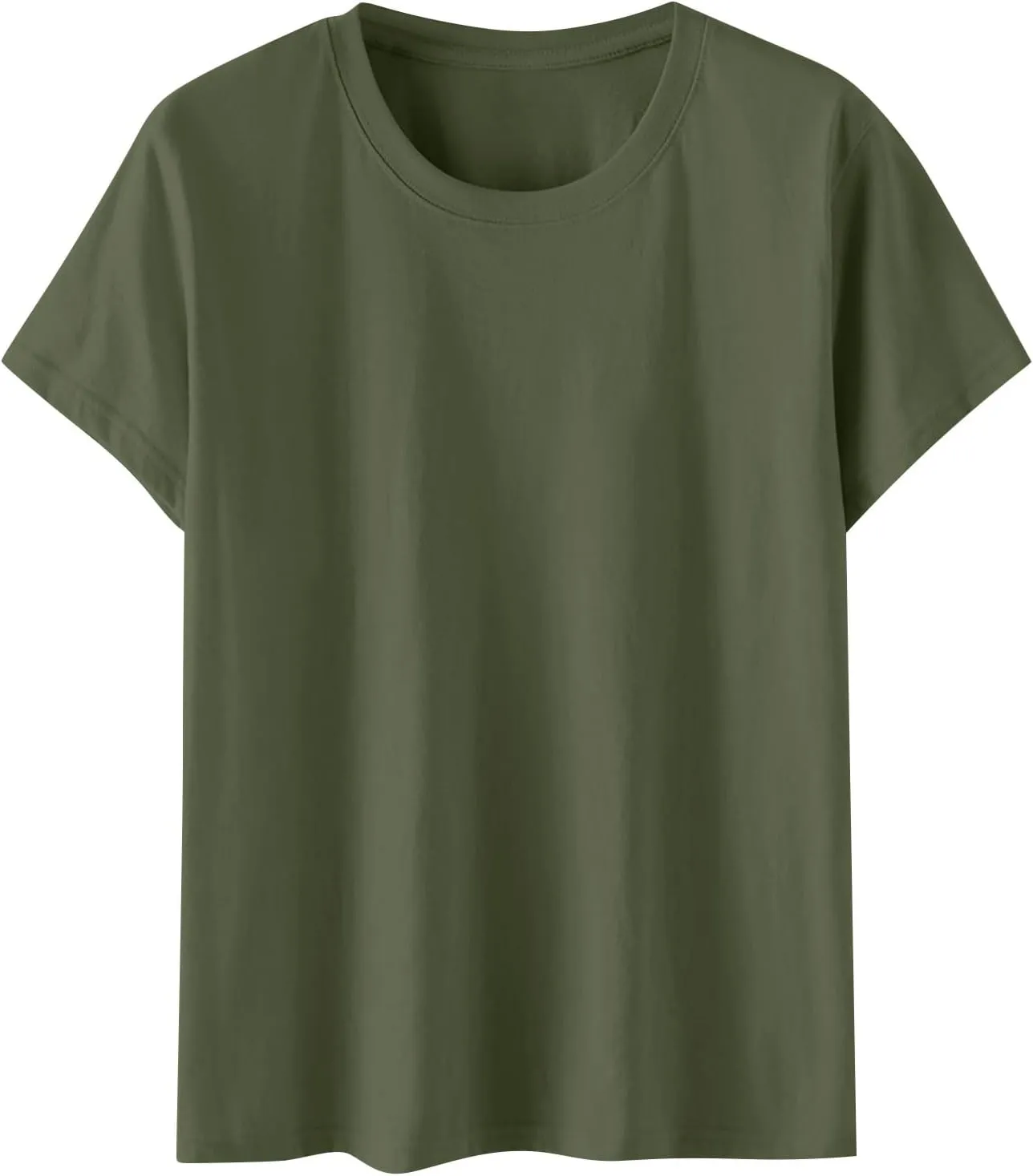 Women'S Casual Solid Color Cotton Tops Round Neck Short Sleeve Tops Shirts Loose Shirts T Shirts Casual Loose Basic Tops