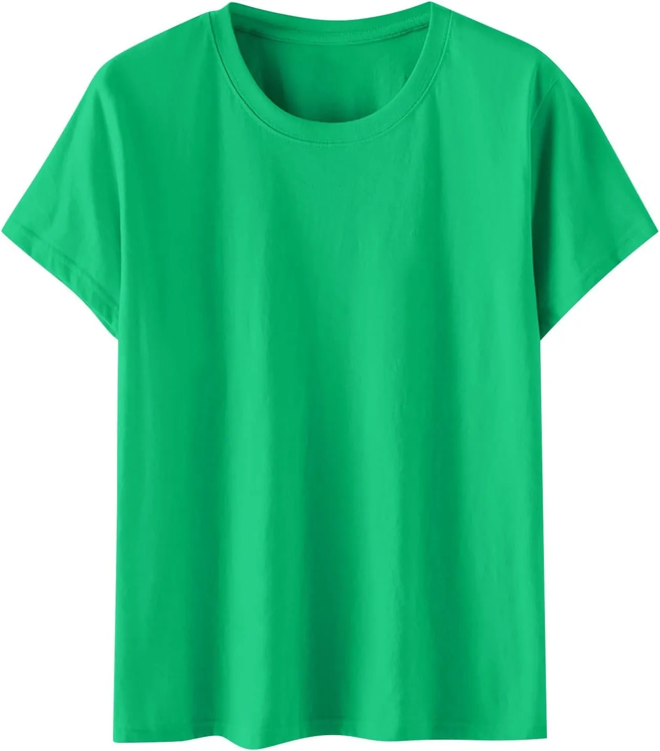 Women'S Casual Solid Color Cotton Tops Round Neck Short Sleeve Tops Shirts Loose Shirts T Shirts Casual Loose Basic Tops