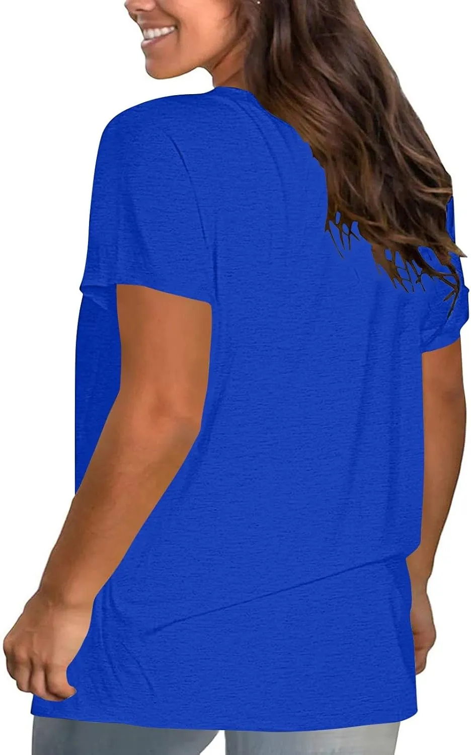 Women'S Casual Solid Color Cotton Tops Round Neck Short Sleeve Tops Shirts Loose Shirts T Shirts Casual Loose Basic Tops