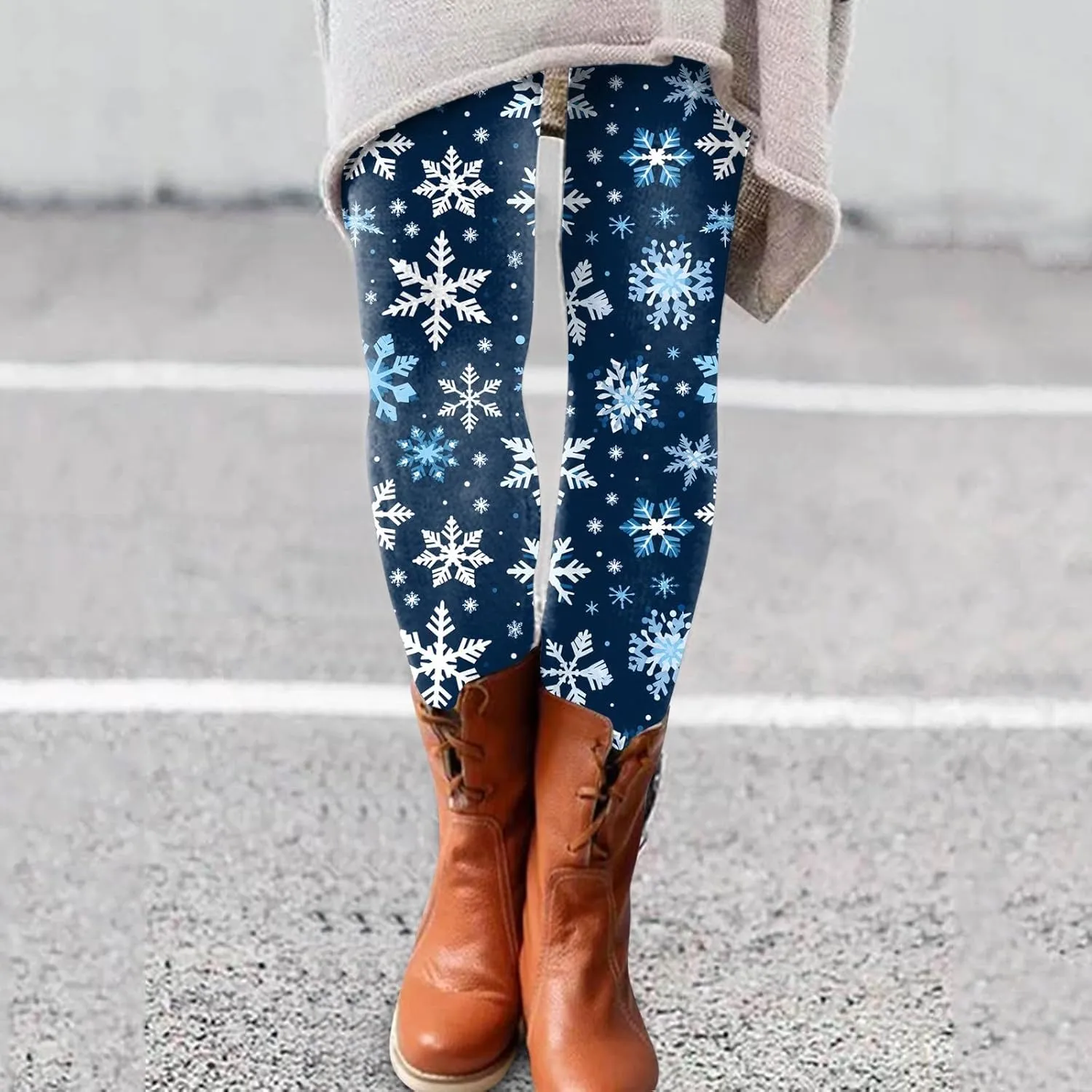 Women's Fleece Lined Leggings Slim Printed Elastic Long Boot Pants Pants High Waisted Flare Leggings Water Resistant