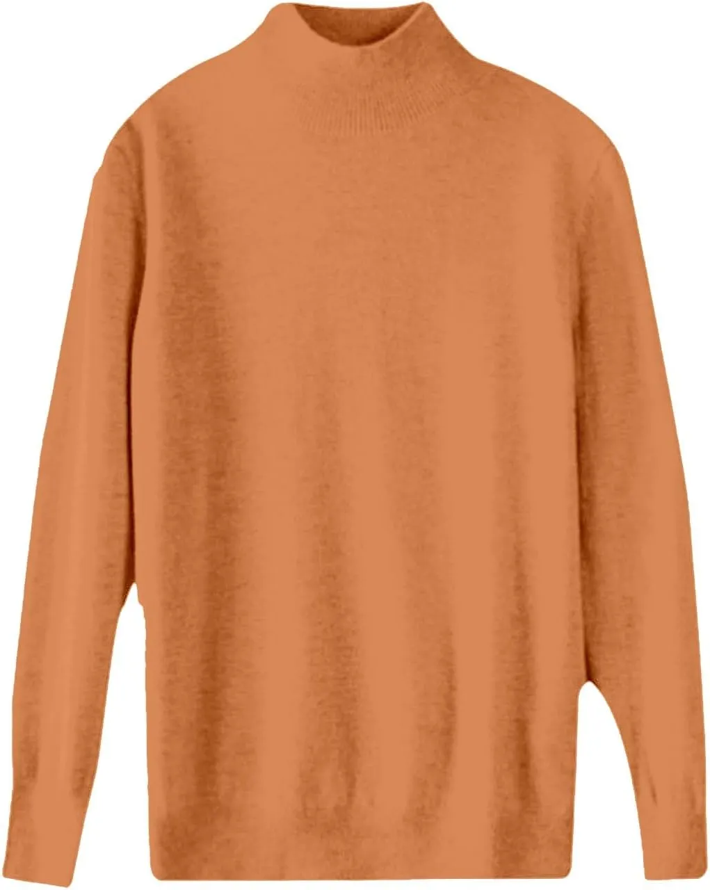 Womens Fleece Pullover Half Turtleneck Solid Color Basic Casual Sweater Tops Fashion Soft Knitted Long Sleeve Sweater