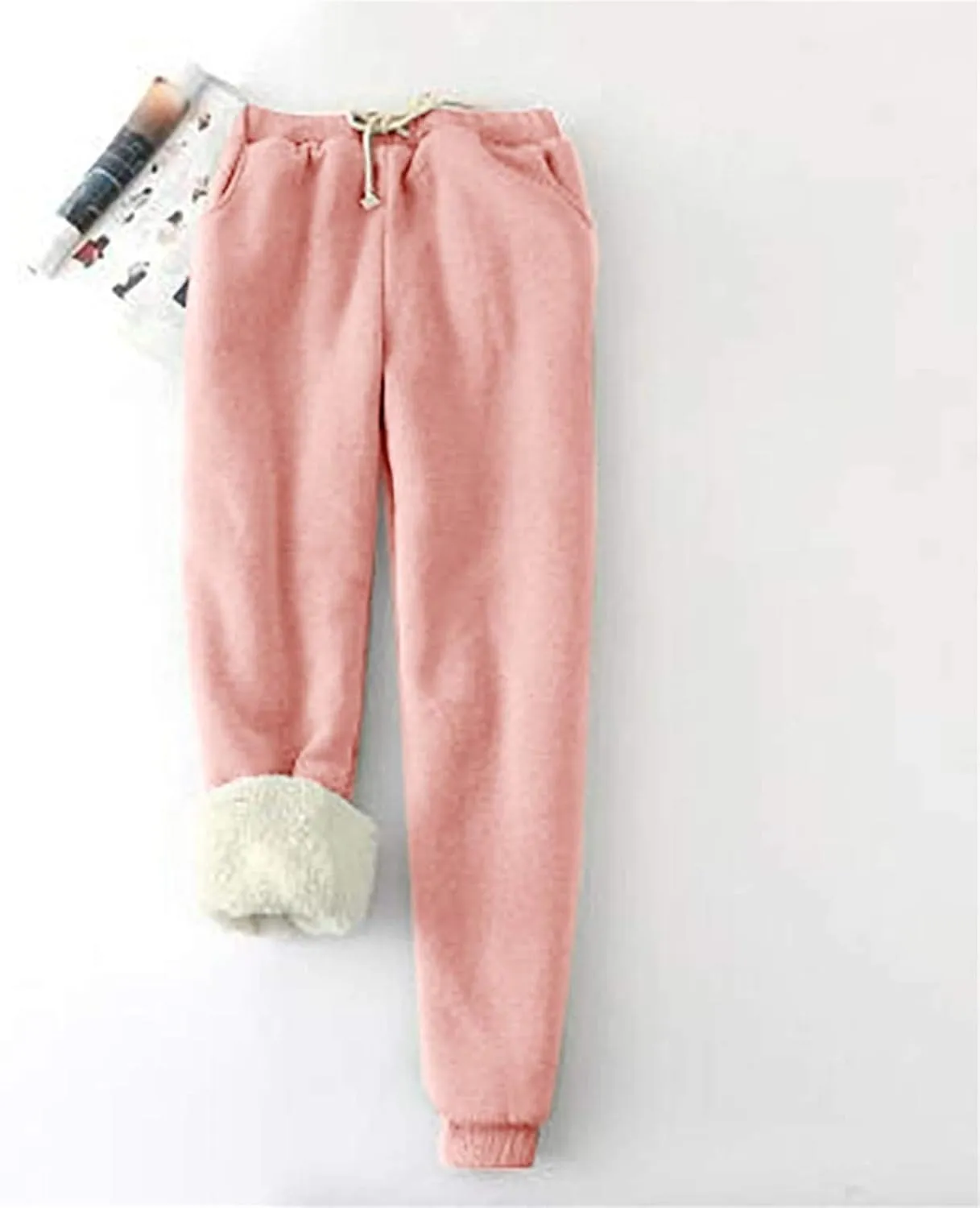 Womens Fleece Sweatpants Sherpa Lined Winter Warm Athletic Jogger Thick Plush Cozy Thermal Pants with Pockets M-5XL