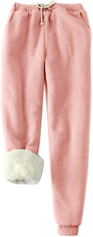 Womens Fleece Sweatpants Sherpa Lined Winter Warm Athletic Jogger Thick Plush Cozy Thermal Pants with Pockets M-5XL