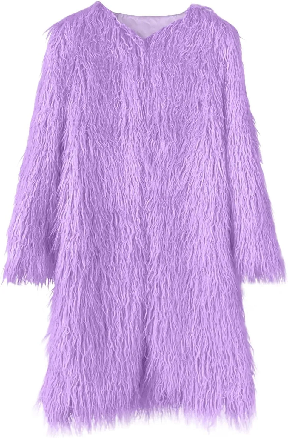 Womens Fluffy Faux Fur Jacket Luxury Shaggy Plush Winter Coats Open Front Long Sleeve Cozy Warm Cardigan Outerwear