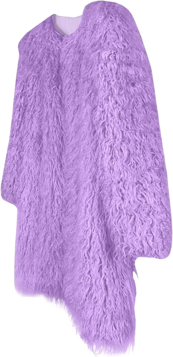 Womens Fluffy Faux Fur Jacket Luxury Shaggy Plush Winter Coats Open Front Long Sleeve Cozy Warm Cardigan Outerwear