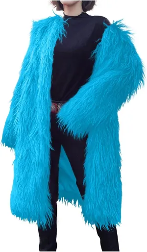 Womens Fluffy Faux Fur Jacket Luxury Shaggy Plush Winter Coats Open Front Long Sleeve Cozy Warm Cardigan Outerwear