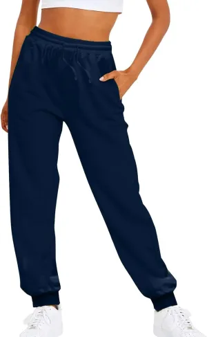 Womens High Waisted Joggers Cinch Bottom Baggy Sweatpants Casual Workout Pants Track Jogging Lounge Bottoms Trousers