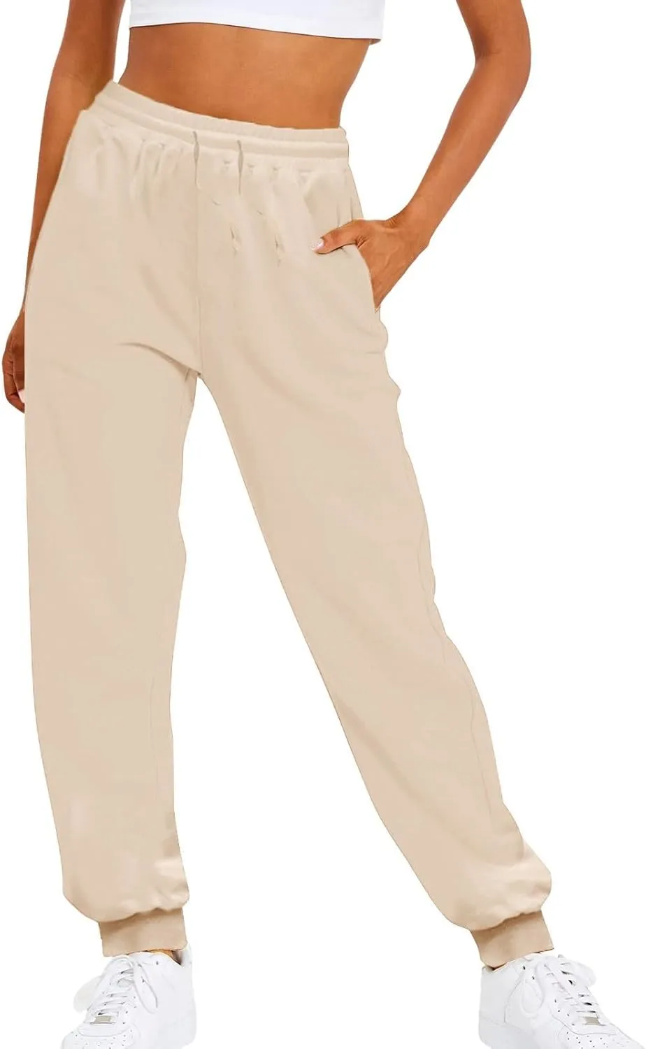 Womens High Waisted Joggers Cinch Bottom Baggy Sweatpants Casual Workout Pants Track Jogging Lounge Bottoms Trousers