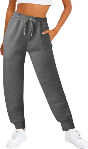 Women's High Waisted Sweatpants Workout Active Baggy Joggers Lounge Bottoms Cinch Bottom Drawstring Comfy Trousers