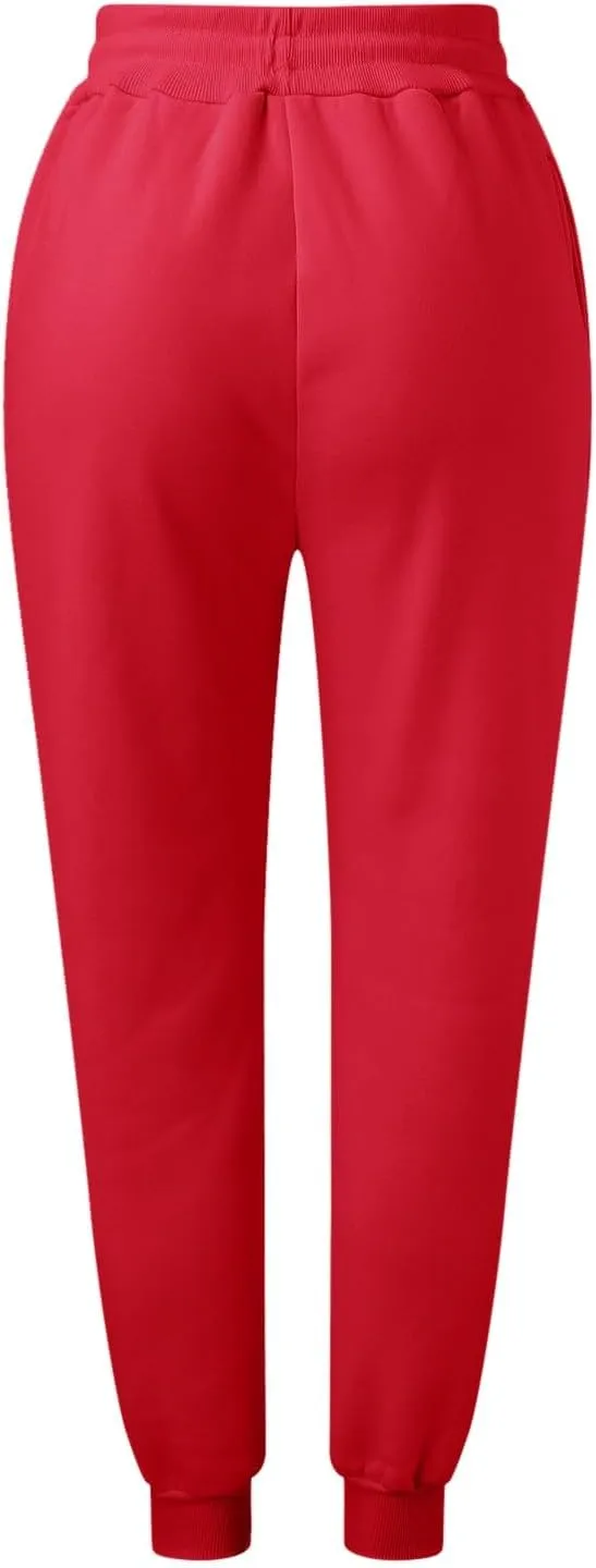 Women's High Waisted Sweatpants Workout Active Baggy Joggers Lounge Bottoms Cinch Bottom Drawstring Comfy Trousers