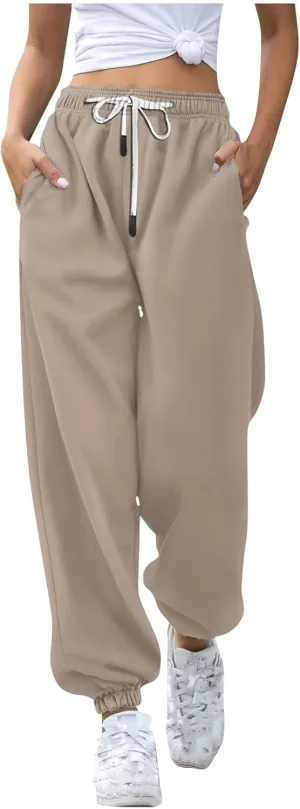 Women's High Waisted Sweatpants Workout Active Joggers Pants Baggy Lounge Bottoms Drawstring Athletic Joggers