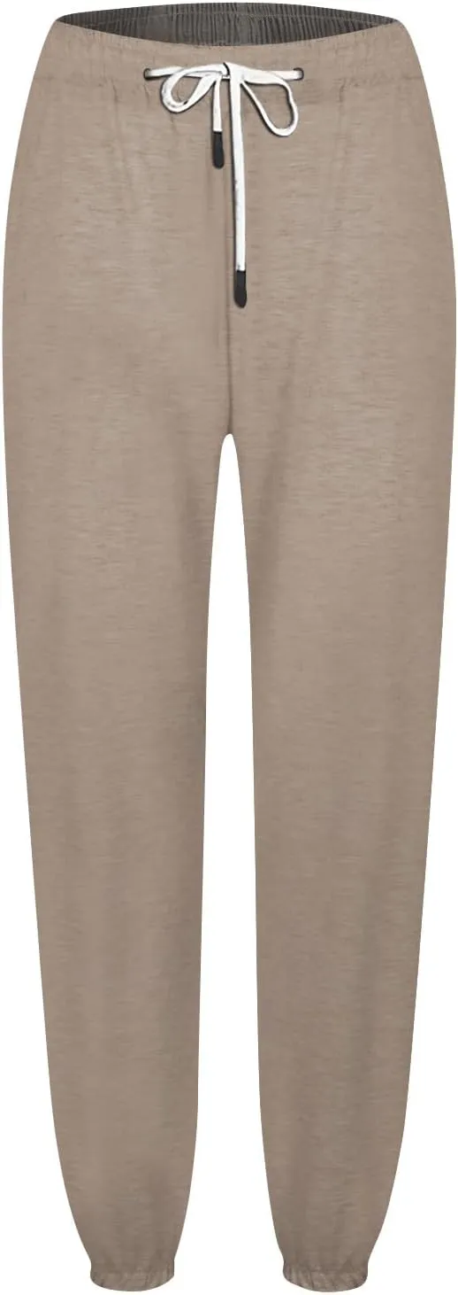 Women's High Waisted Sweatpants Workout Active Joggers Pants Baggy Lounge Bottoms Drawstring Athletic Joggers