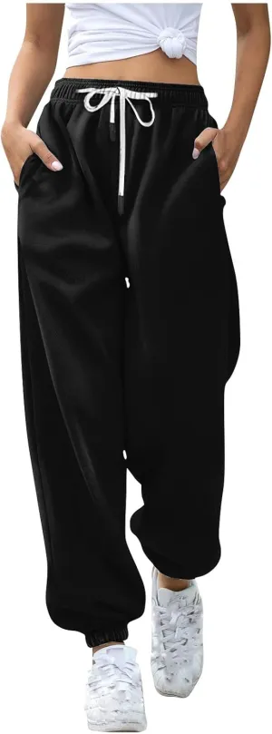 Women's High Waisted Sweatpants Workout Active Joggers Pants Baggy Lounge Bottoms Drawstring Athletic Joggers