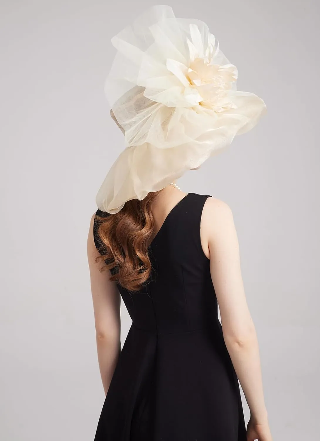 Women's Kentucky Derby Church Dress Hat Wide Brim Leaf Flower Bridal Shower Hat