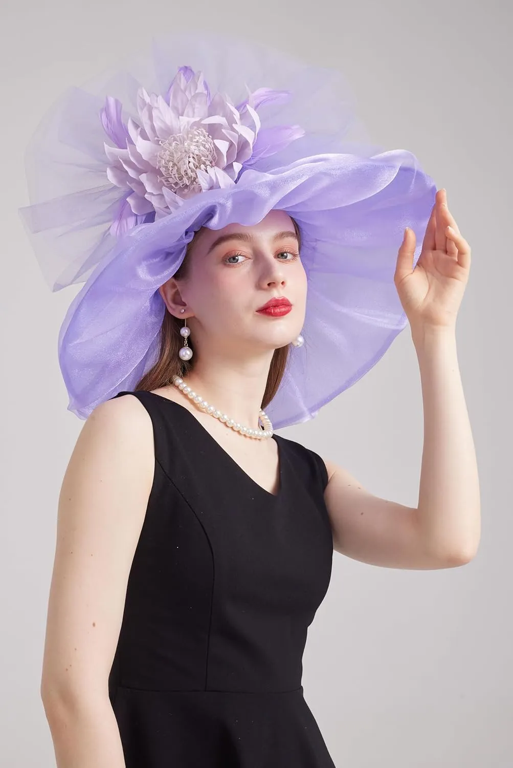 Women's Kentucky Derby Church Dress Hat Wide Brim Leaf Flower Bridal Shower Hat