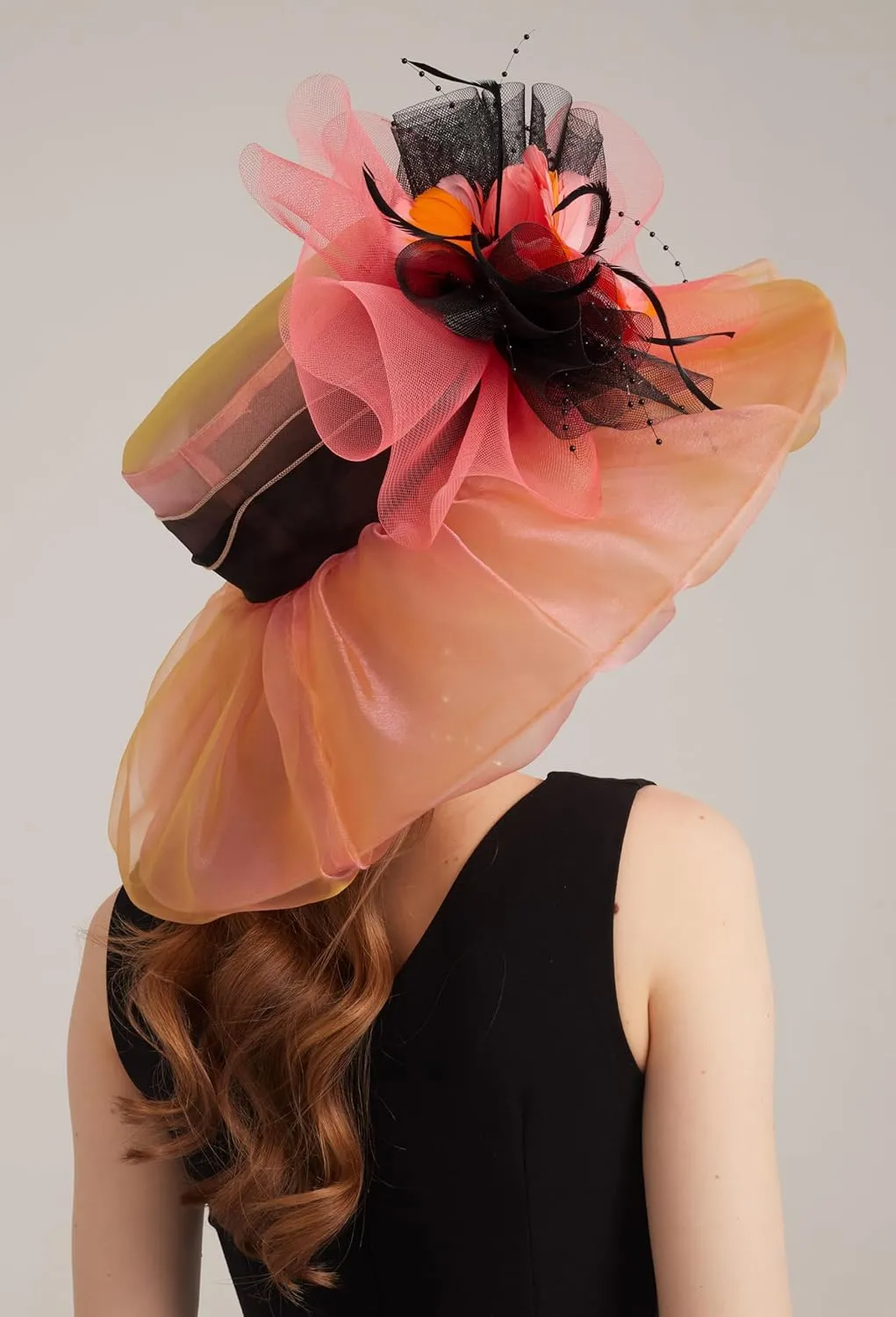 Women's Kentucky Derby Church Dress Hat Wide Brim Leaf Flower Bridal Shower Hat