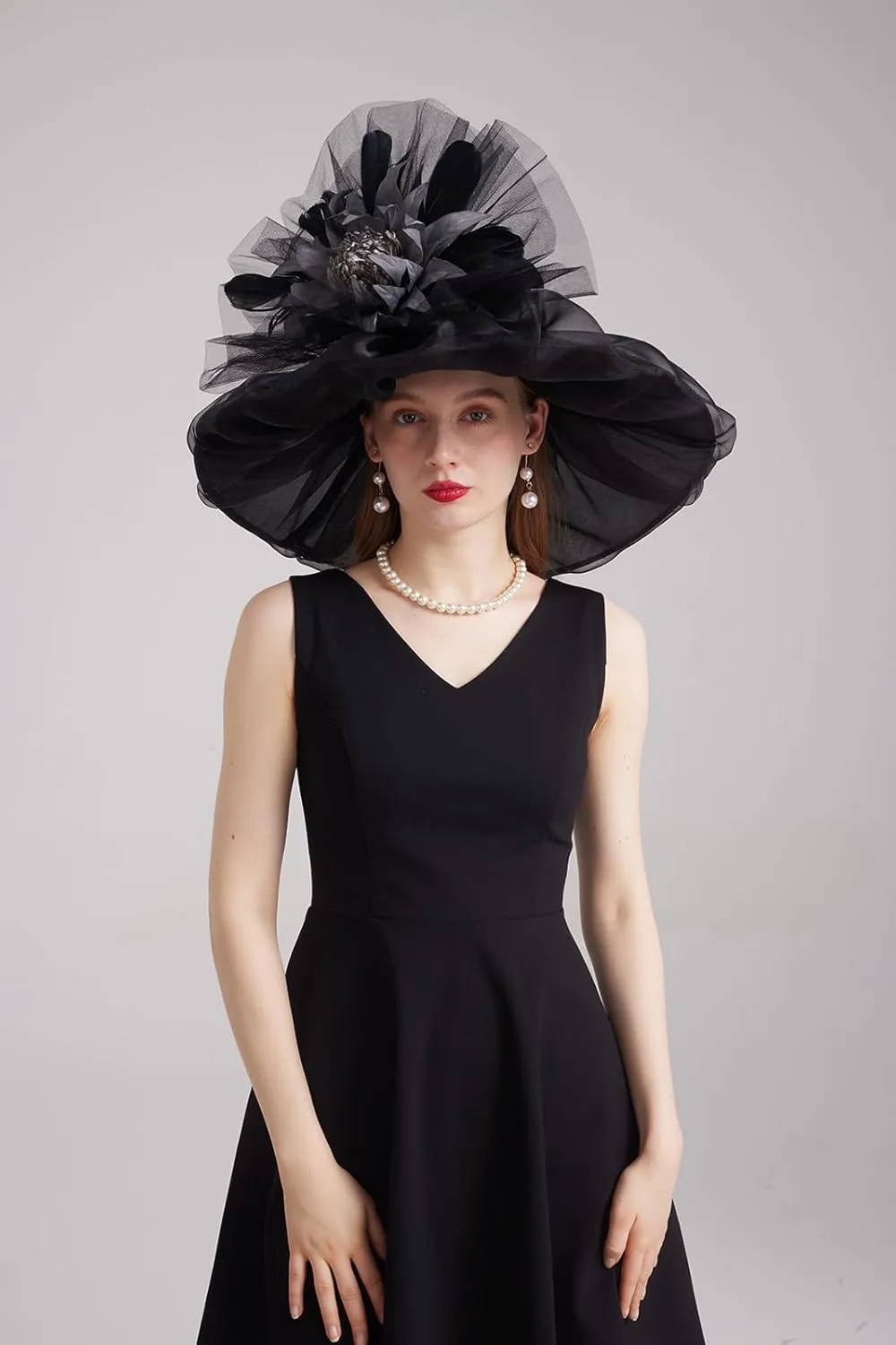 Women's Kentucky Derby Church Dress Hat Wide Brim Leaf Flower Bridal Shower Hat