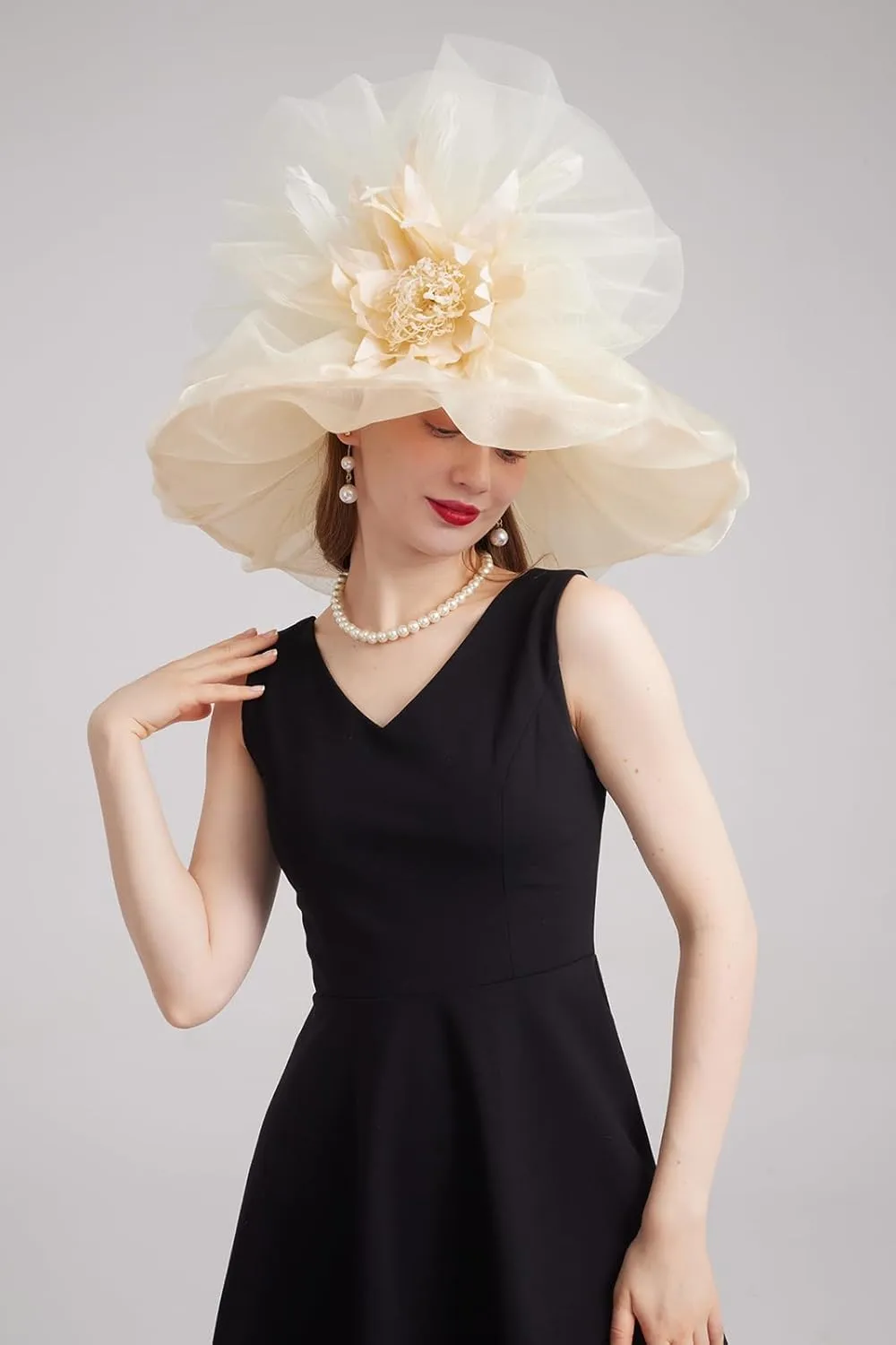 Women's Kentucky Derby Church Dress Hat Wide Brim Leaf Flower Bridal Shower Hat