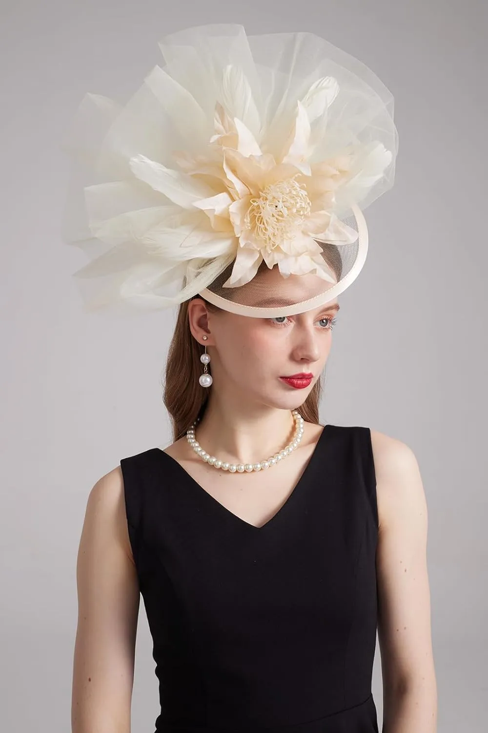 Women's Kentucky Derby Church Dress Hat Wide Brim Leaf Flower Bridal Shower Hat
