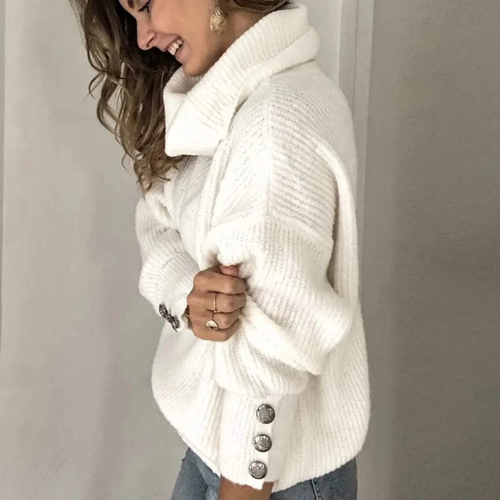 Womens Long Sleeve Turtleneck Tops 2023 Plus Size Pullover Sweaters Solid Knit Tunic Jumper Top