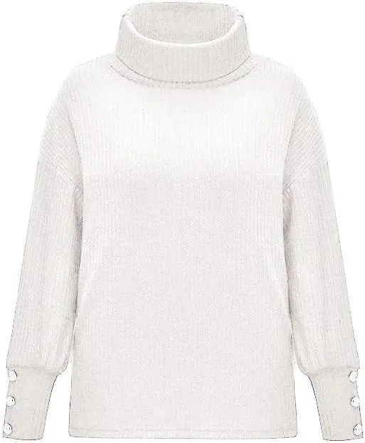 Womens Long Sleeve Turtleneck Tops 2023 Plus Size Pullover Sweaters Solid Knit Tunic Jumper Top