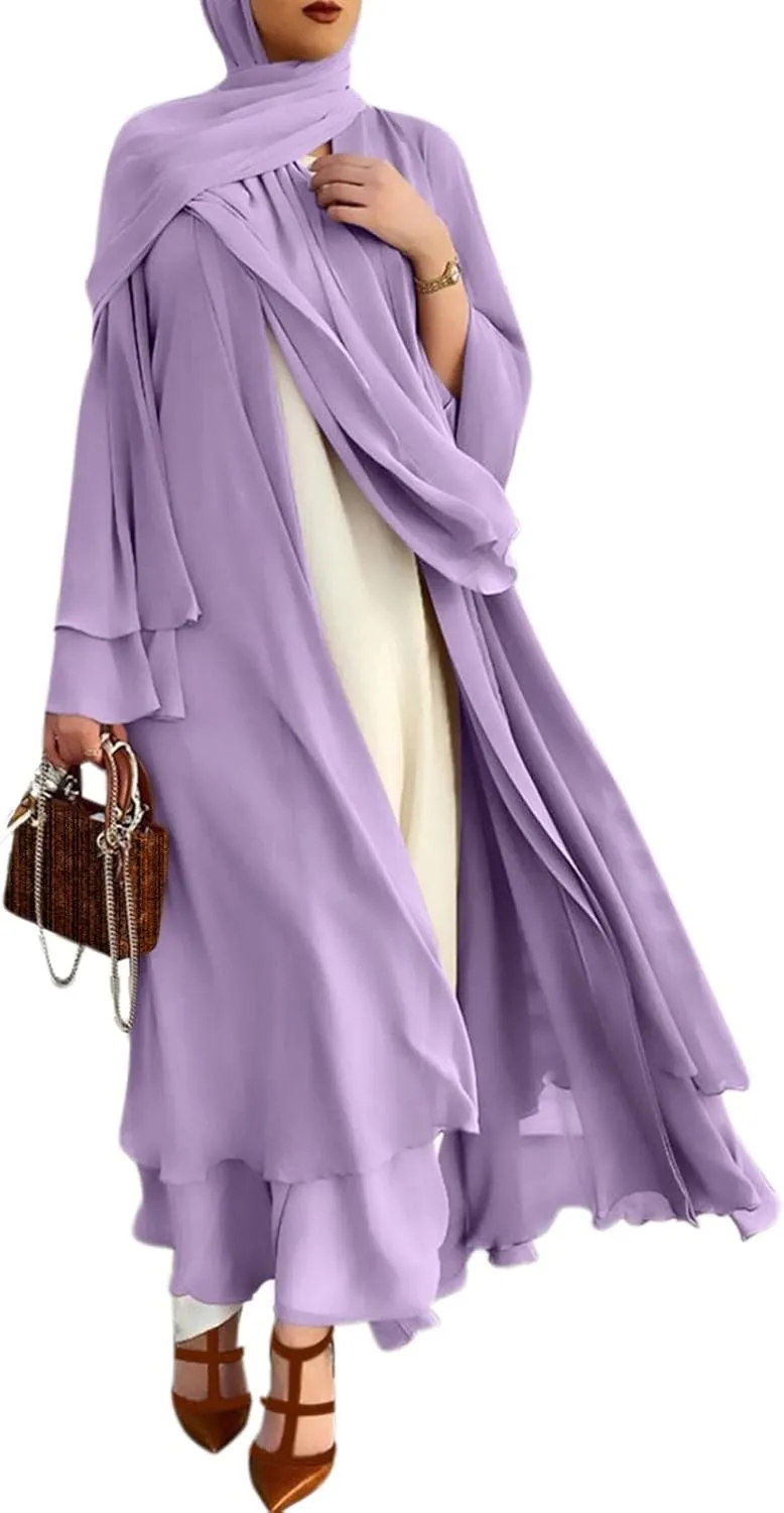 Womens Muslim Robe Loose Fancy Maxi Dress Turkey Islamic Middle East Dubai Long Gown Full Length Dress with Belt
