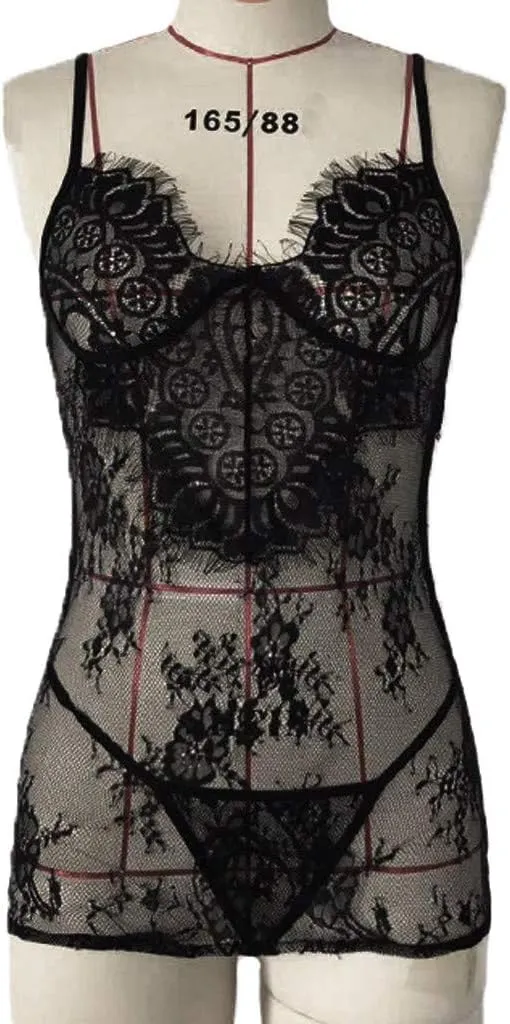 Women's Nightie Babydoll Lingerie for Women Lace Sexy Women Exotic Lingerie Sheer Nightgown for Sex Play Sleepwear