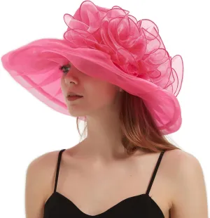 Women's Organza Kentucky Derby Fascinator Hat Cloche Bowler Hat Cocktail Tea Party Wedding Sun Hat