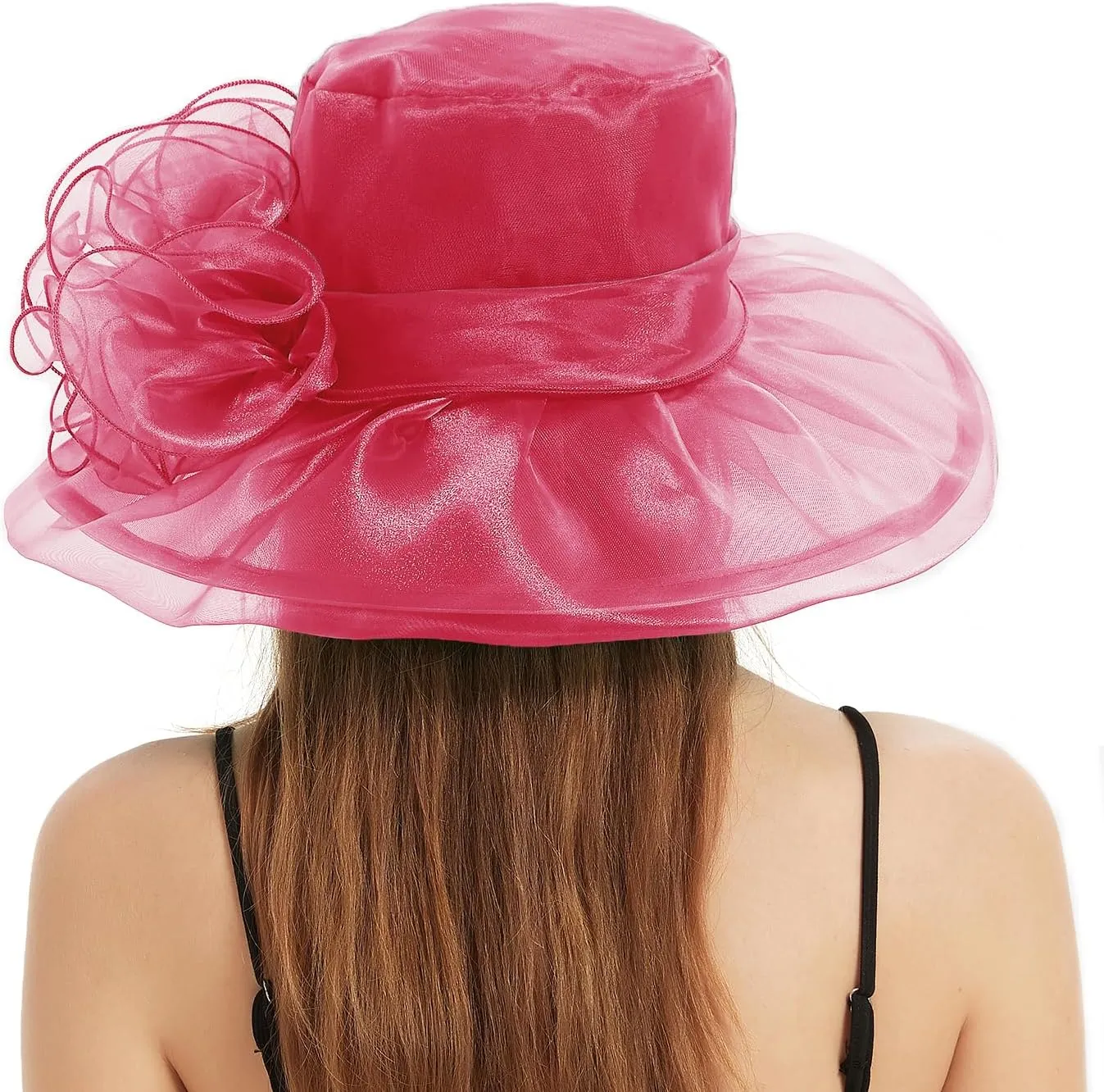 Women's Organza Kentucky Derby Fascinator Hat Cloche Bowler Hat Cocktail Tea Party Wedding Sun Hat