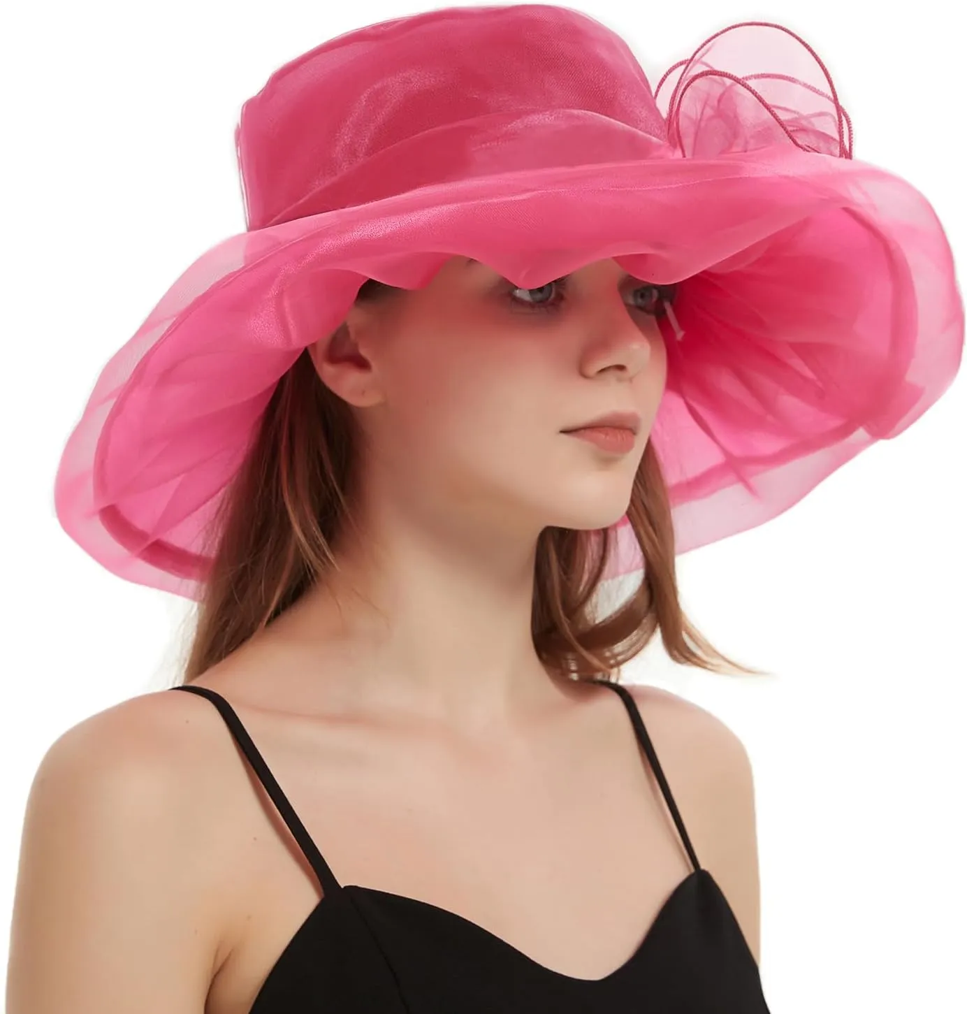 Women's Organza Kentucky Derby Fascinator Hat Cloche Bowler Hat Cocktail Tea Party Wedding Sun Hat