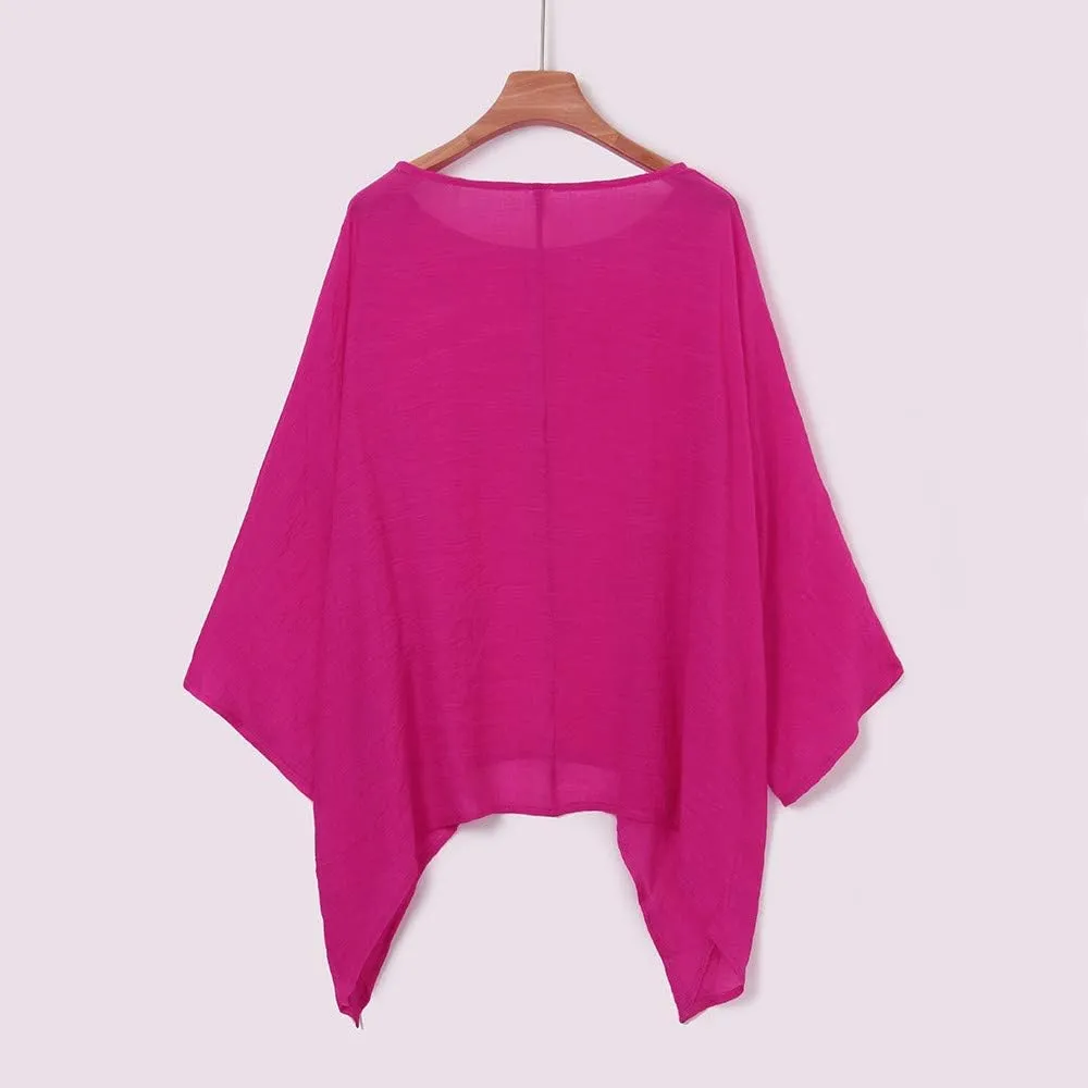 Women's Short Sleeve Linen Shirt Casual Round Neck Oversized T Shirts Plain Loose Fit Summer Tee Shirt