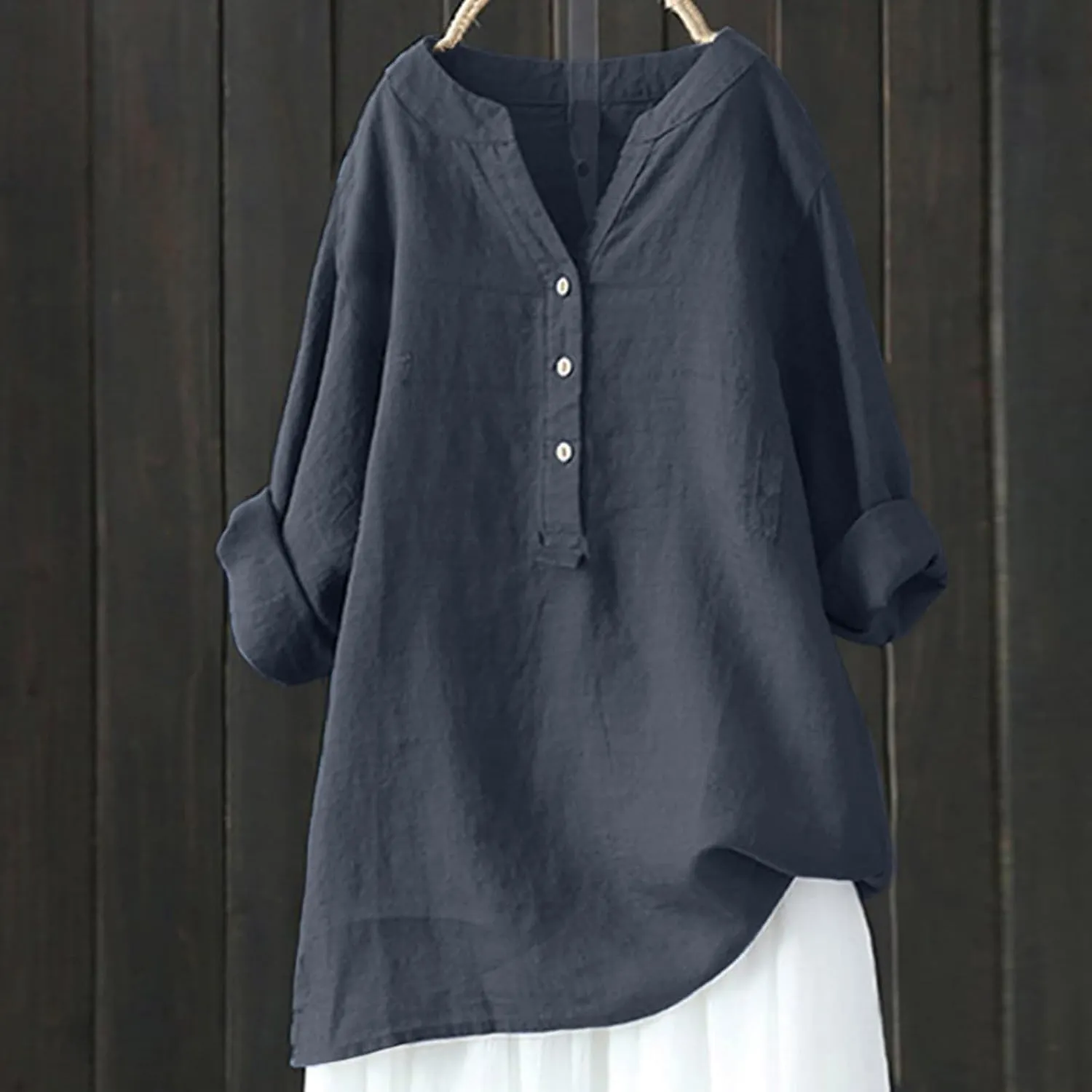 Women's Short Sleeve Linen Shirt Casual V-Neck Dressy T Shirt Floral Print Loose Fit Summer Tops
