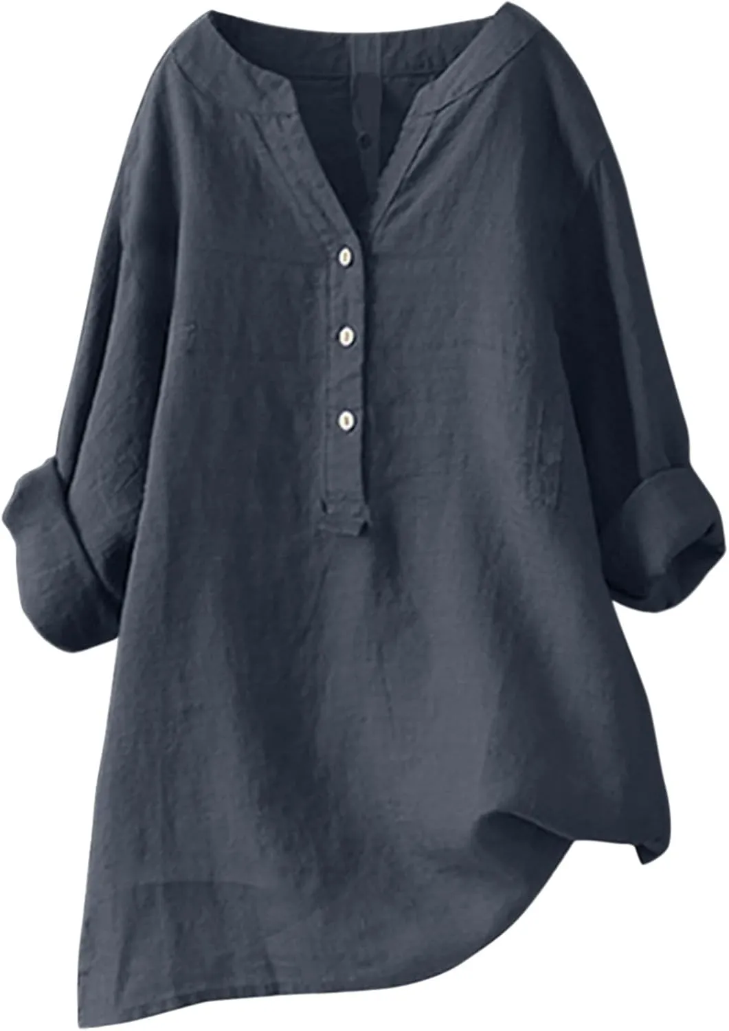 Women's Short Sleeve Linen Shirt Casual V-Neck Dressy T Shirt Floral Print Loose Fit Summer Tops