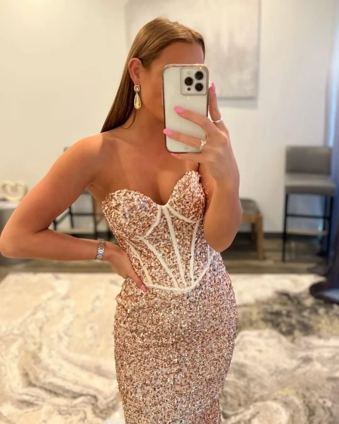 Women's Sparkly Sequins Corset Prom Dresses Long Strapless Bodycon Mermaid Evening Gowns Backless Formal Party Dress