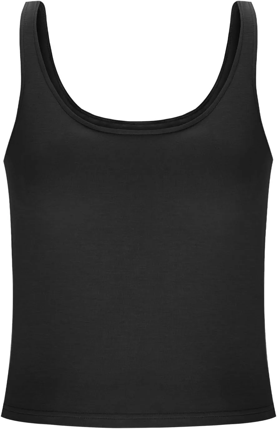 Women's Sports Bras Tank Tops for Women Built in Bra Workout Yoga Tops with Padded Long Tanks Ribbed Basic Cami Tops