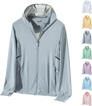 Women's Sun Protection Jacket UPF 50  Full Zipper Long Sleeve UV Hoodie Shirt Mesh Breathable Athletic Rash Guard