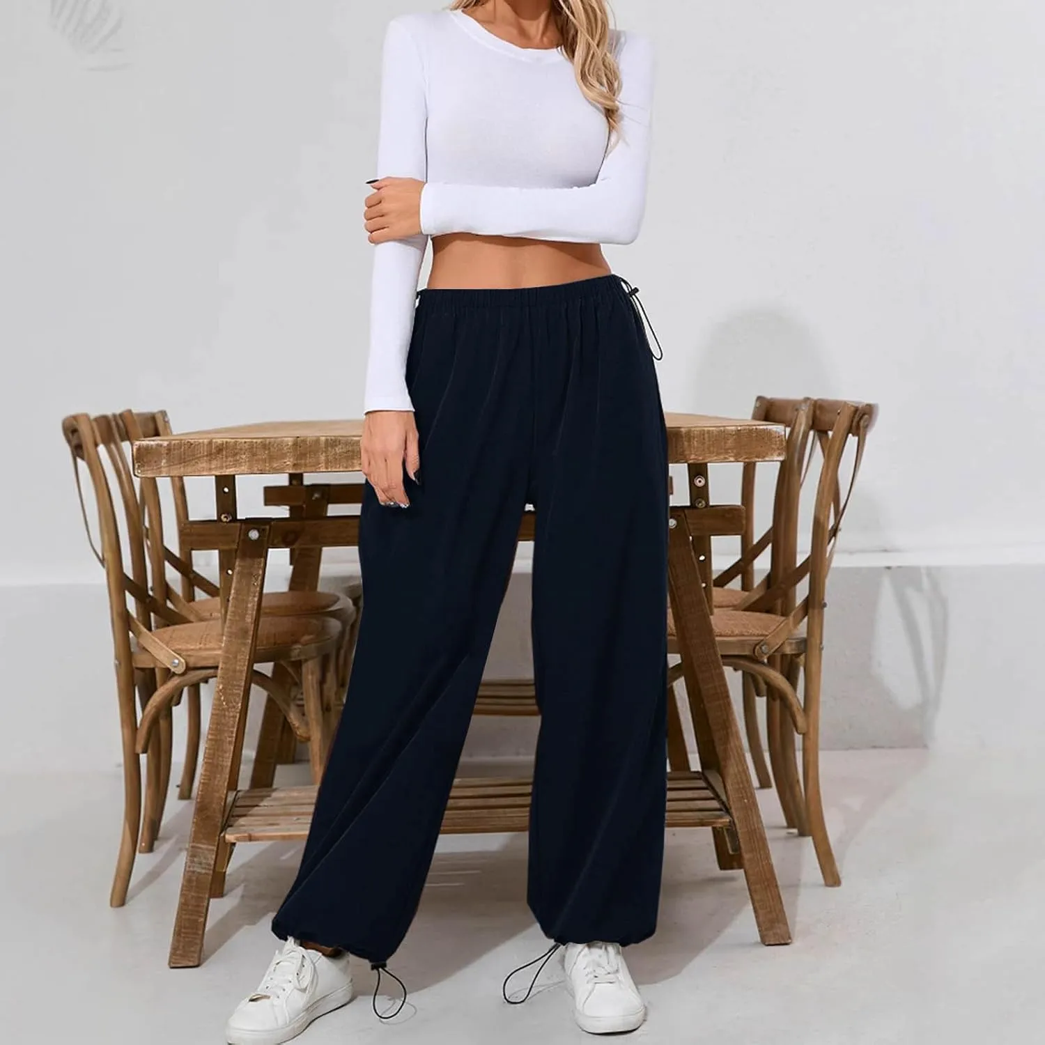 Women's Sweatpants Baggy Solid Bound Feet Drawstring Workout Casual Lounge Bottoms Athletic Loose Soft 2025 Joggers